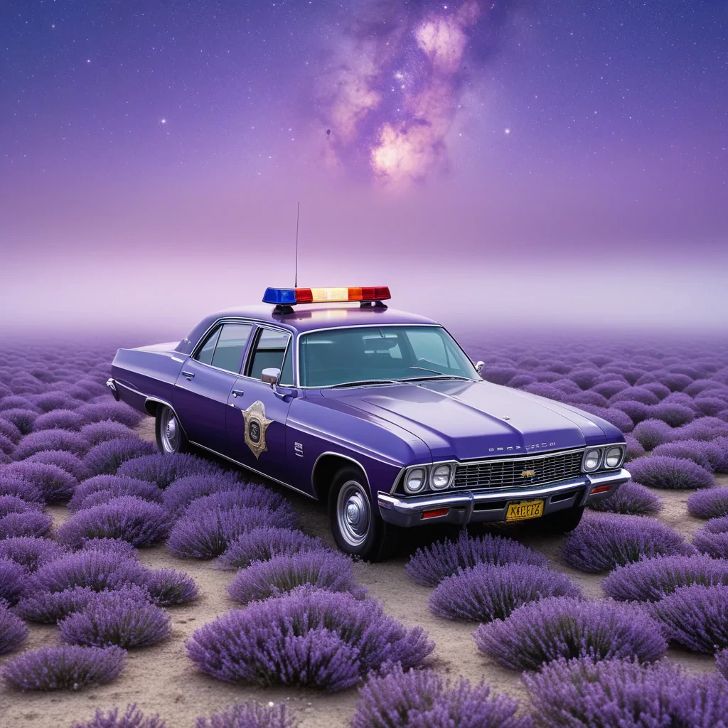 Airbrush painting, masterpiece, Profound [Police car|Chevrolet], anthropomorphic, Lavender patterns, Extragalactic planet background, Snowy, horizon-centered, behance, Starlight, L USM, Cold Colors, art by Elliott Erwitt, Isometric Angle Isometric view  Eugène Boudin, a look of shock