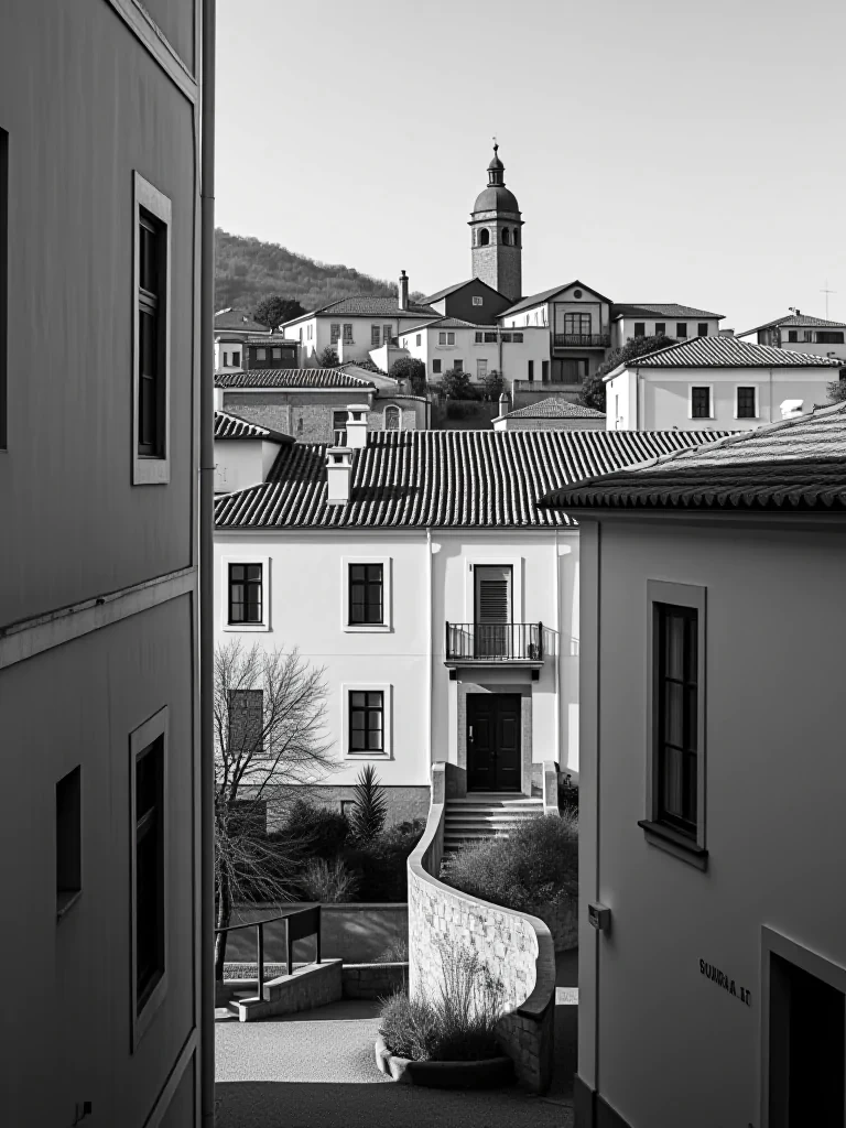 modern buildings in new Portugal in black and white