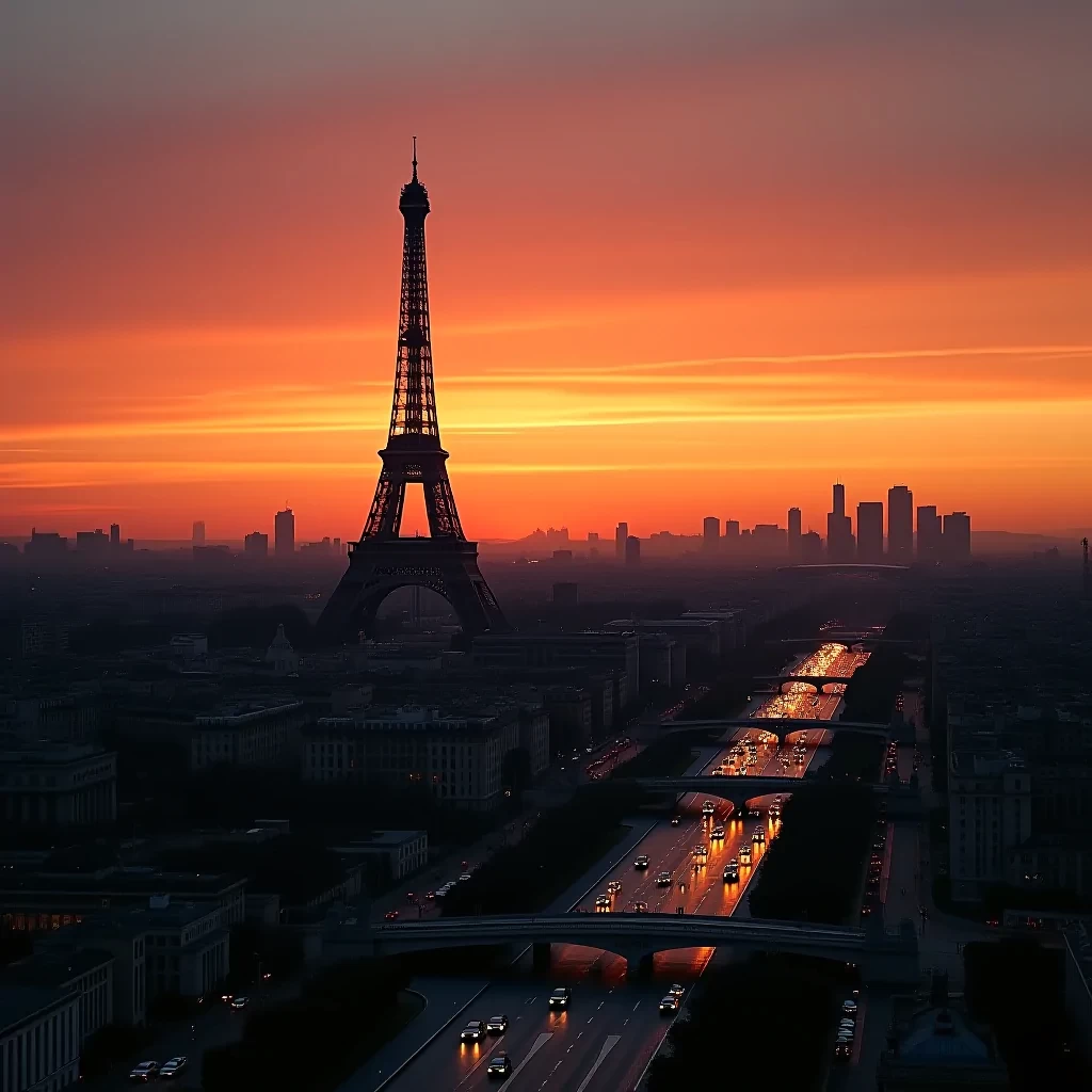 Paris at sunset, Cinematic, Cinematic, Neutral