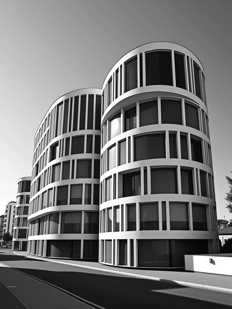 modern buildings in new Portugal in black and white