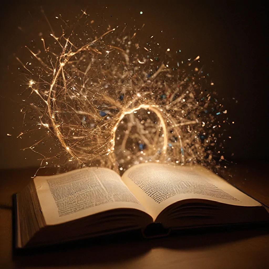 Inside the book, discovered magical words, sparkled and glowed , 32k ::5.0, intimism ::2.0, light art ::2.0, short exposure ::2.0 --weird 3000 --chaos 33 --stop 100 --quality 5.00 --ar 9:16 --iw 2 --style raw --stylize 777.0 --v 6