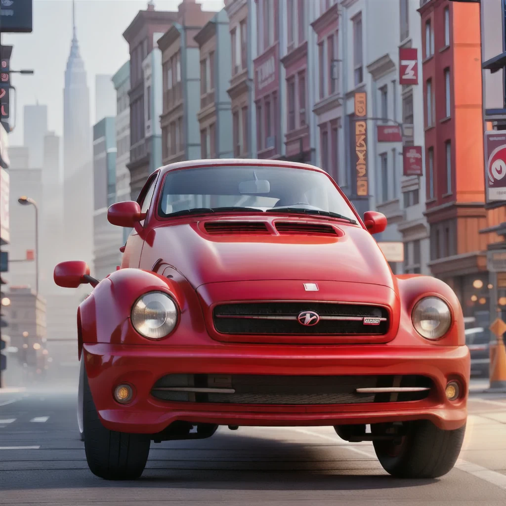 beautiful red car in New York