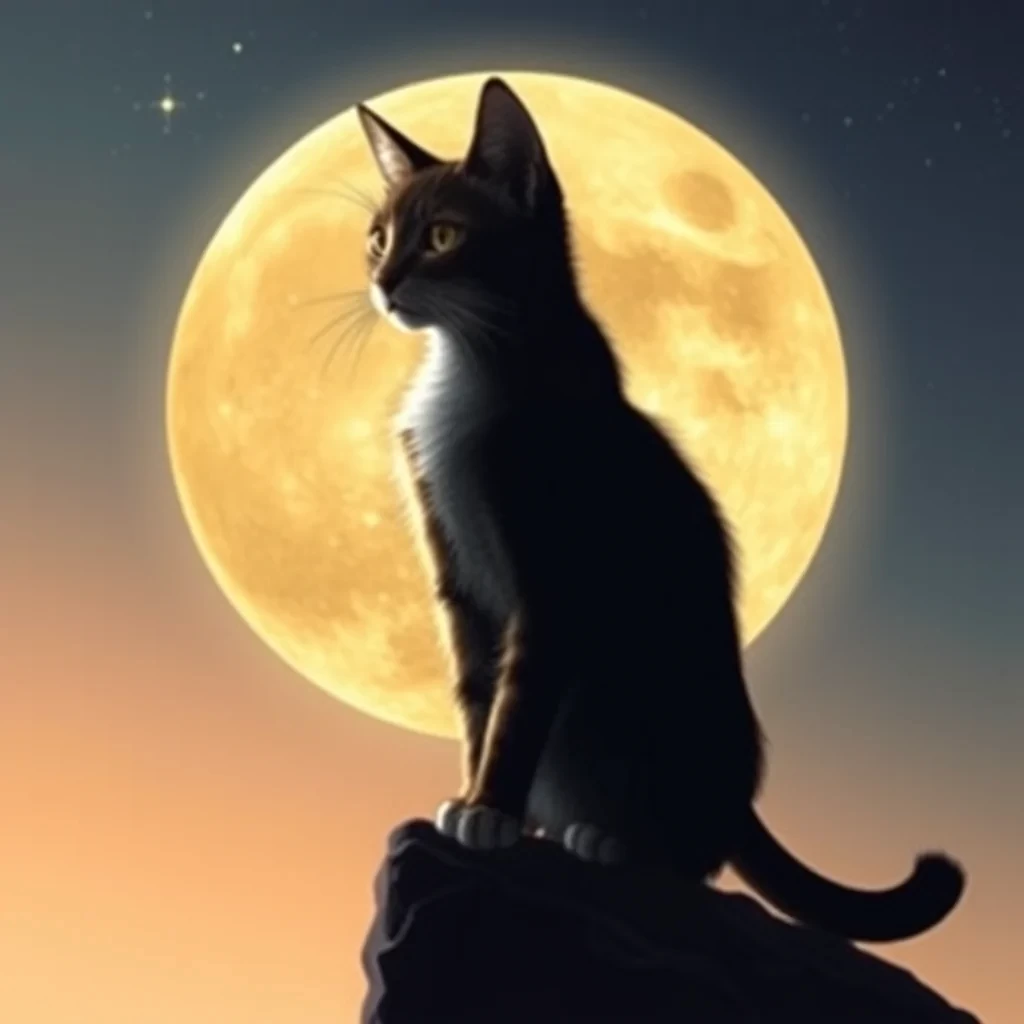 cat on the moon