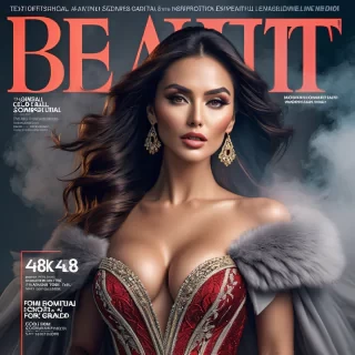 TEXT "BEAUTY" on a Magazine cover with a woman, modern, pretty