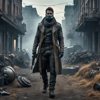 post apocalyptic dystopian world, Cinematic, Dramatic, Dark