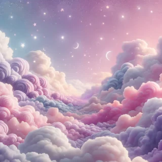 Cotton candy clouds, dreamy sky