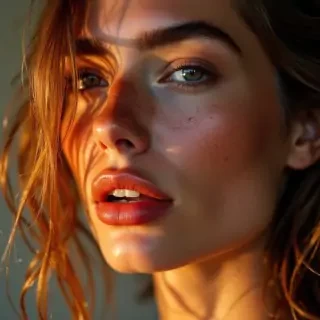 A stunningly extreme, beautiful woman, with the most gorgeous, radiant skin ever, captured in a digital photograph by a Fujifilm XT3