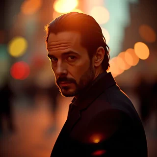 cinematic photo Lens Flare, John Wick, Canon 5d mark 4 . 35mm photograph, film, bokeh, professional, 4k, highly detailed, involved in a project