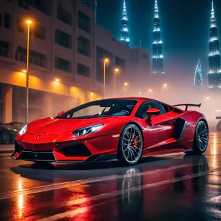a sport car in Dubai, red color