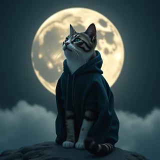 cat on the moon