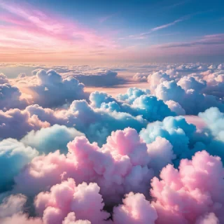 Cotton candy clouds, dreamy sky, hd