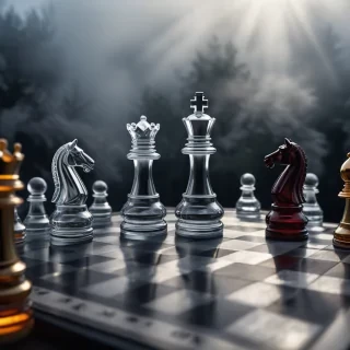Crystal chess board, ultra realistic, delicate details, 4k