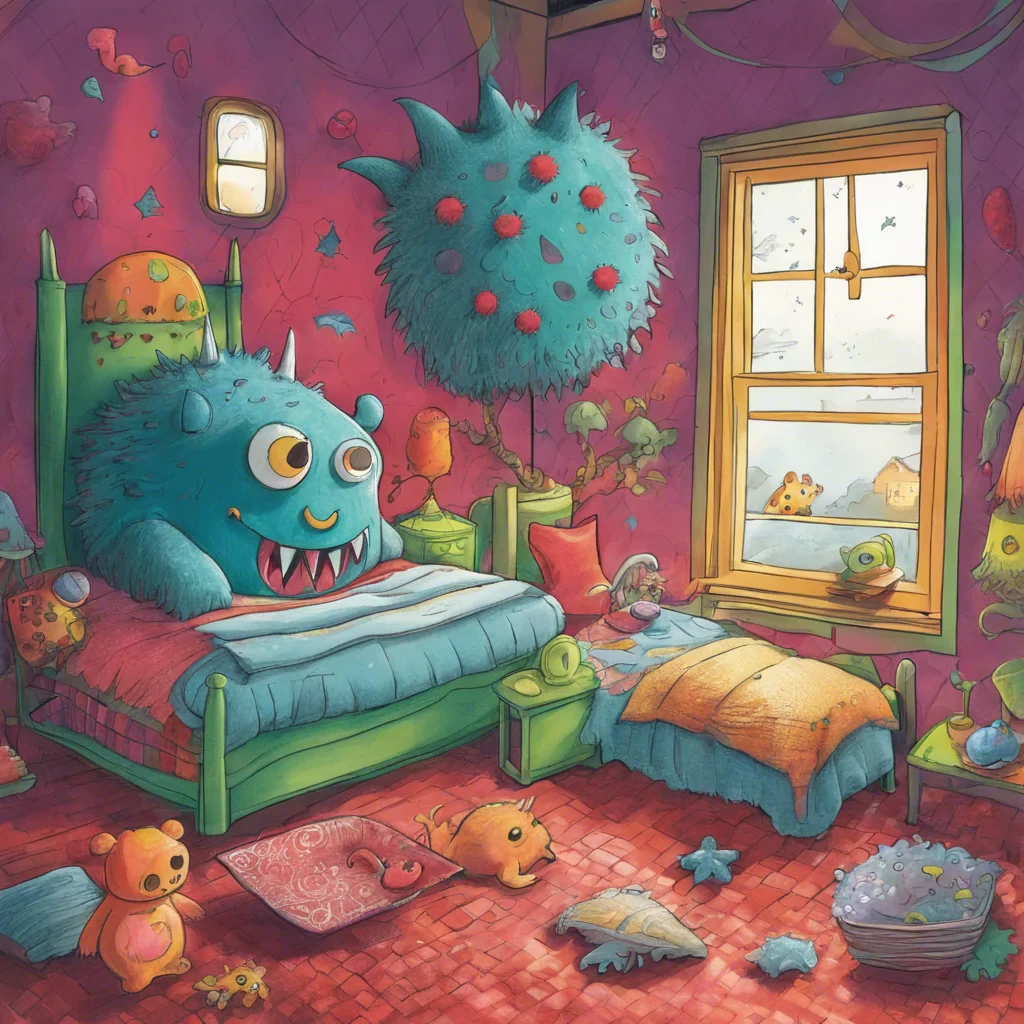 Childhood drawing of a flu-induced monster dream